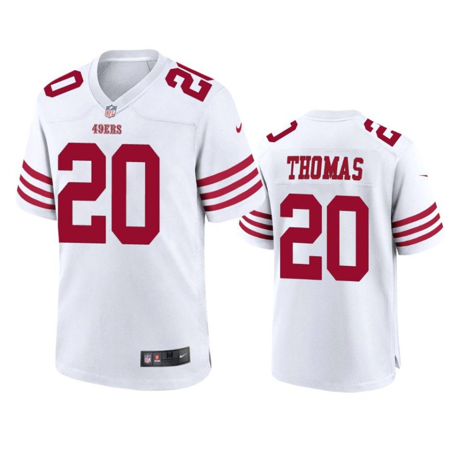49ers ambry thomas 2022 23 game white jersey