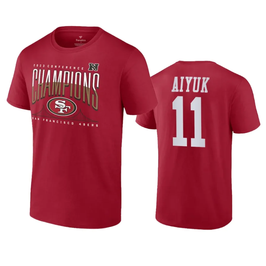 49ers brandon aiyuk scarlet 2023 nfc champions hometown t shirt