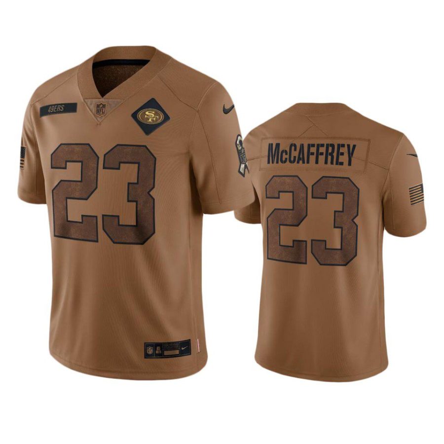 49ers christian mccaffrey limited 2023 salute to service brown jersey