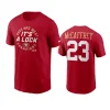 49ers christian mccaffrey scarlet 2023 nfc west division champions locker room trophy collection t shirt