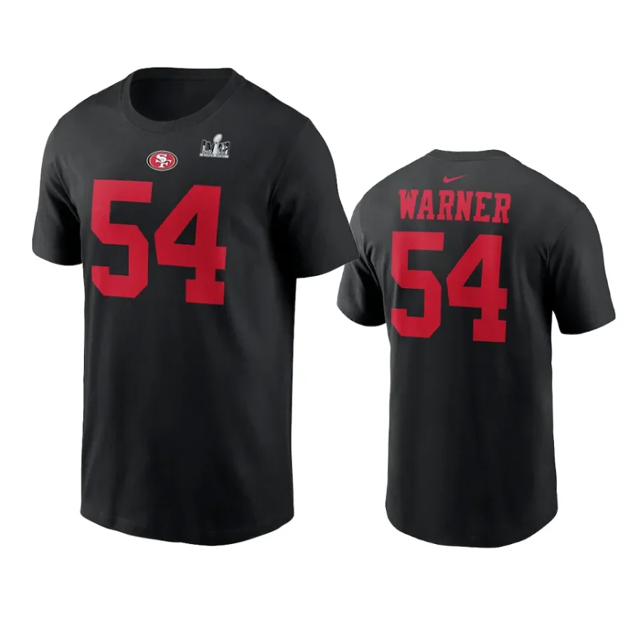 49ers fred warner black super bowl lviii name number t shirt