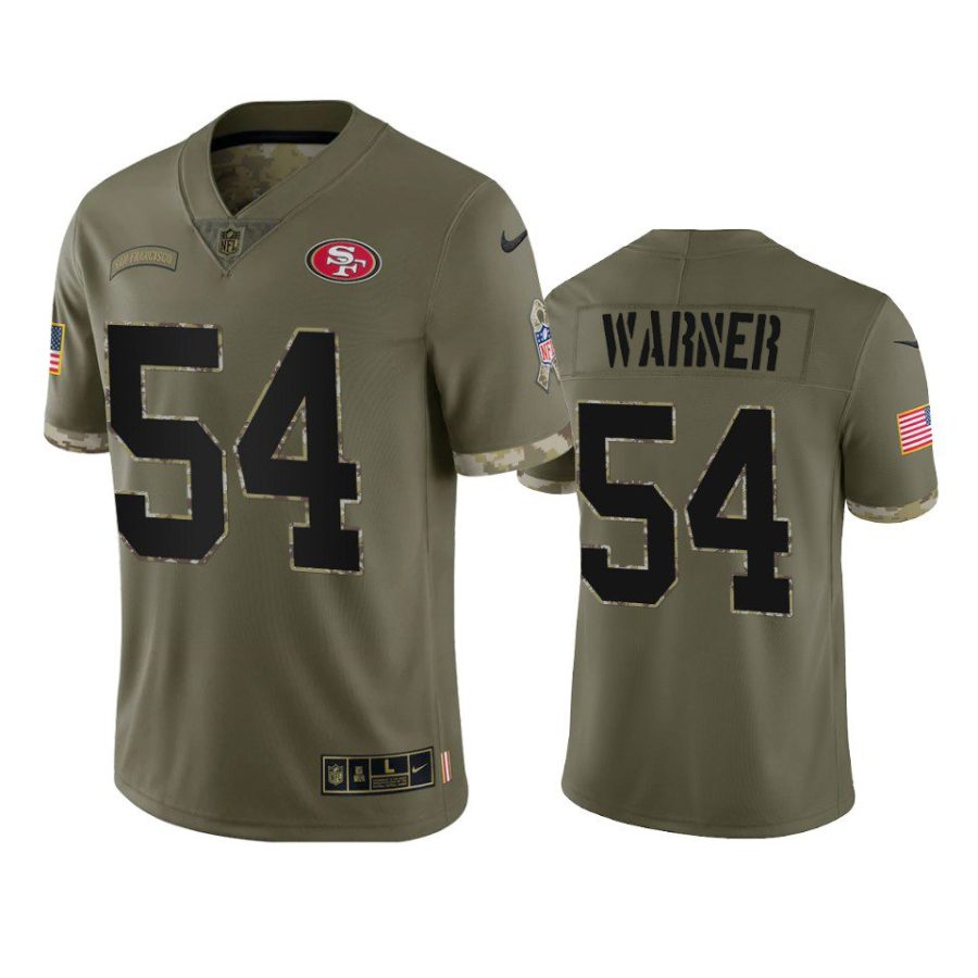 49ers fred warner olive limited 2022 salute to service jersey