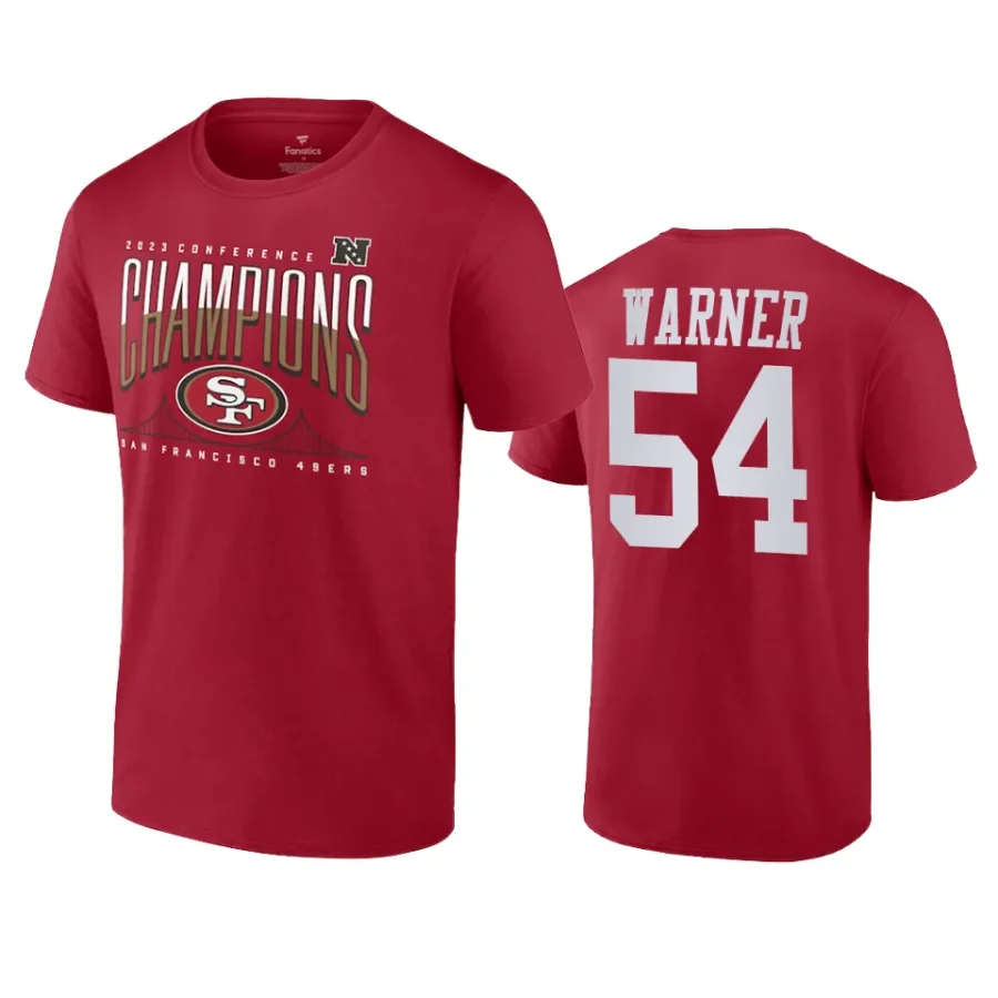 49ers fred warner scarlet 2023 nfc champions hometown t shirt