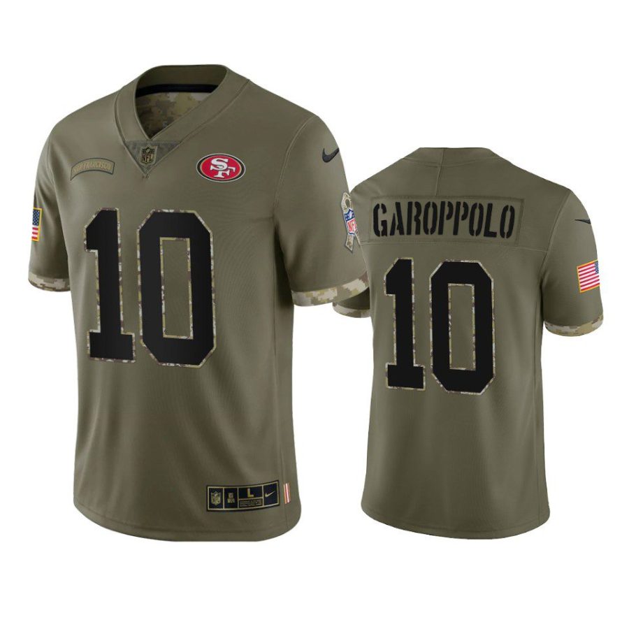 49ers jimmy garoppolo olive limited 2022 salute to service jersey