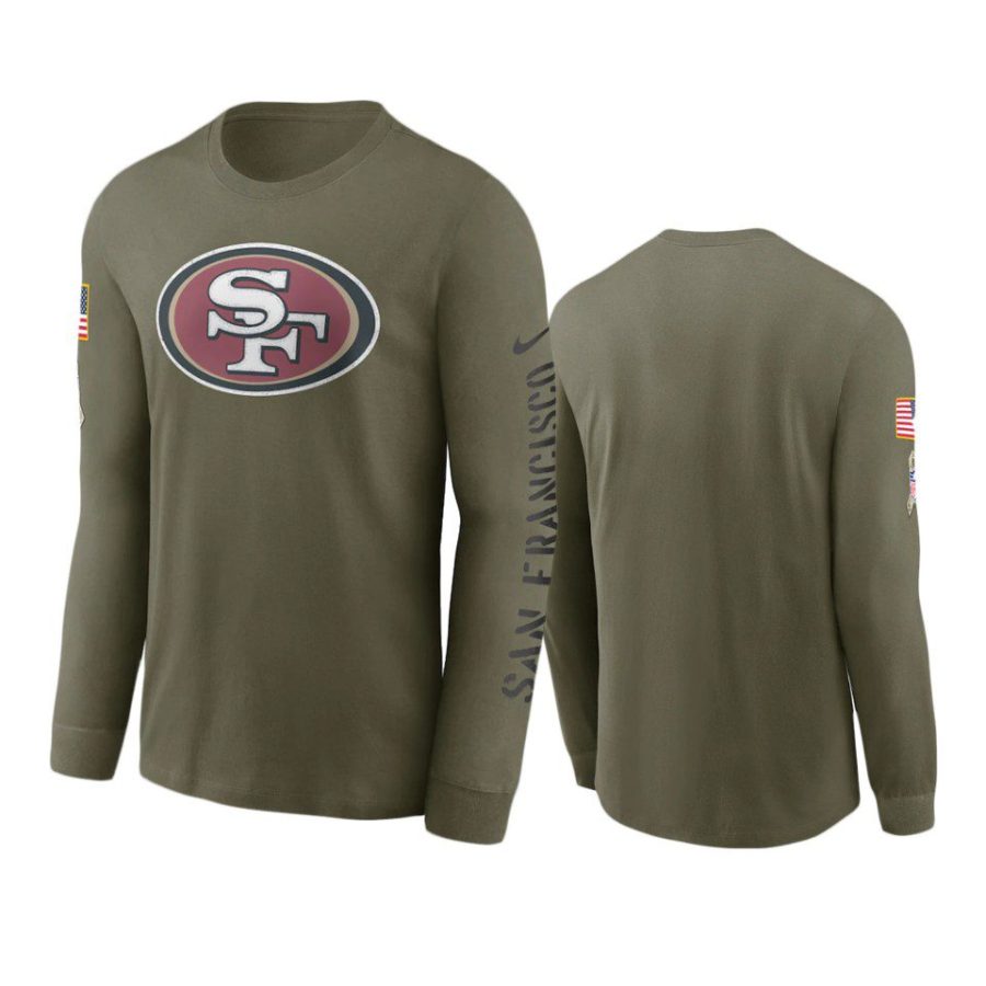 49ers olive 2022 salute to service long sleeve t shirt