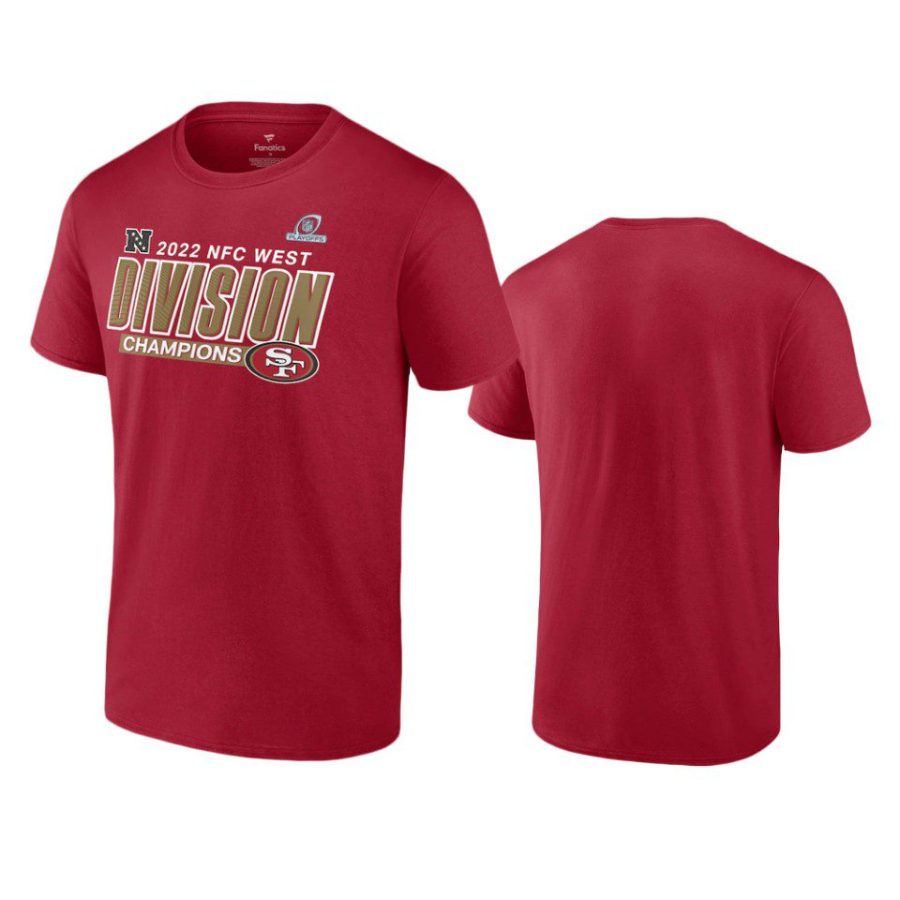 49ers scarlet 2022 nfc west division champions t shirt 0a