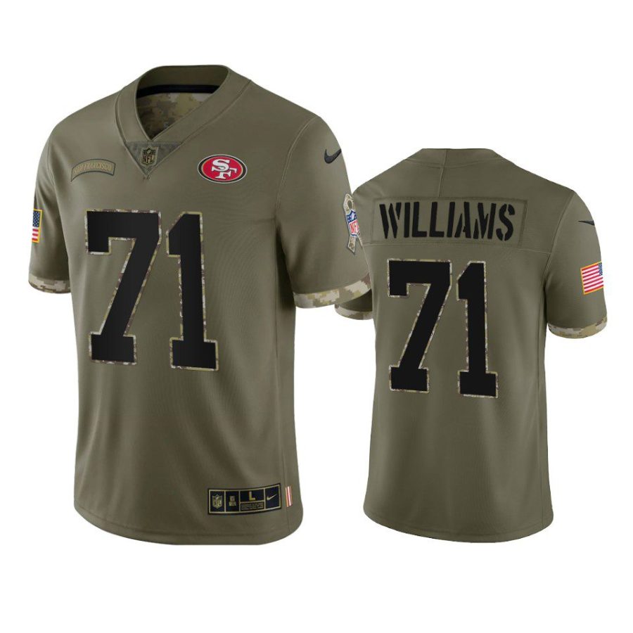 49ers trent williams olive limited 2022 salute to service jersey