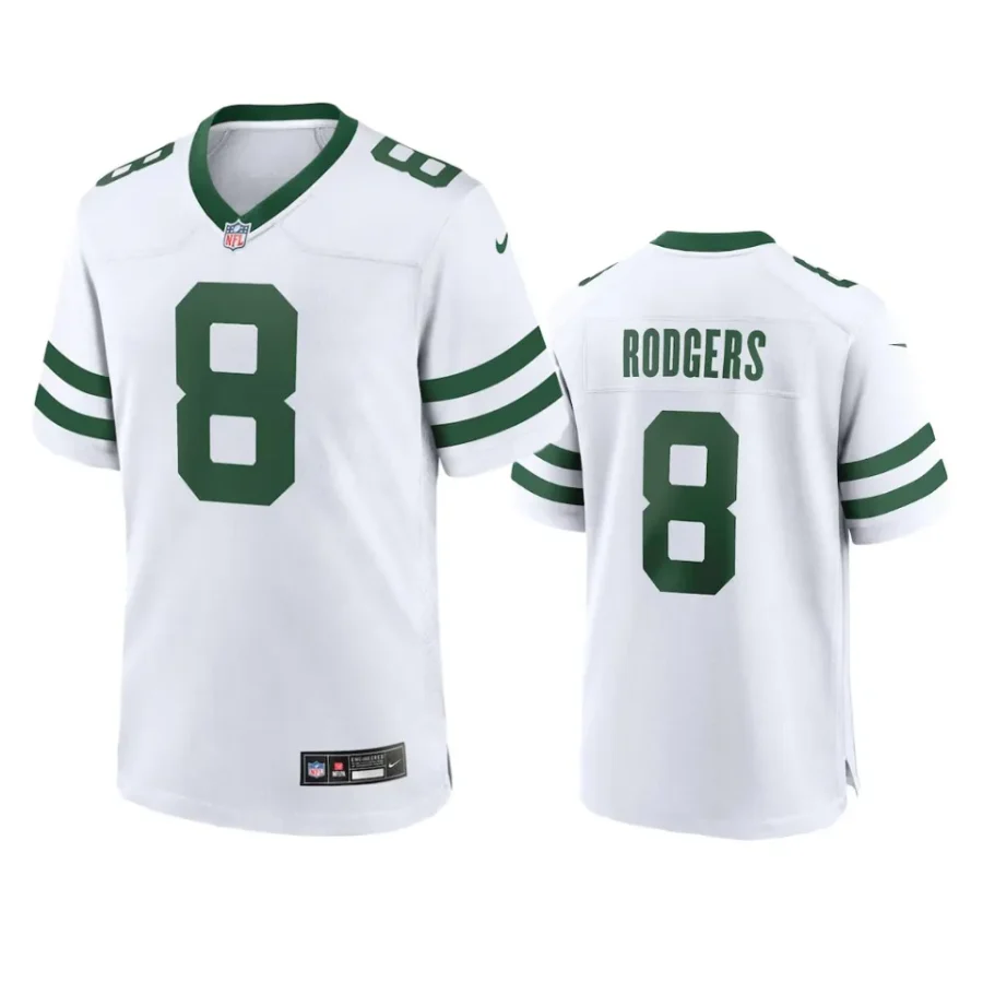 aaron rodgers jets legacy game white jersey