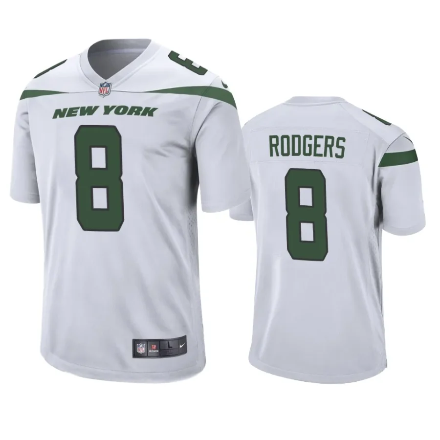 aaron rodgers jets white game jersey