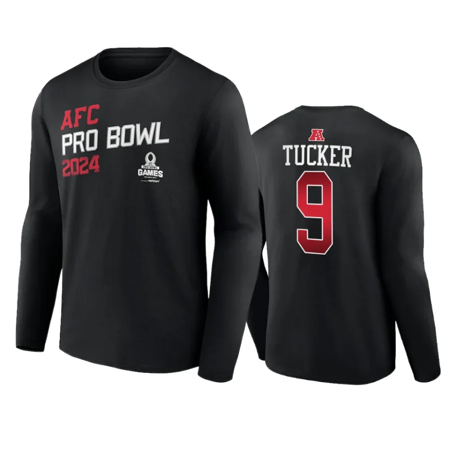 afc justin tucker black 2024 nfl pro bowl long sleeve t shirt