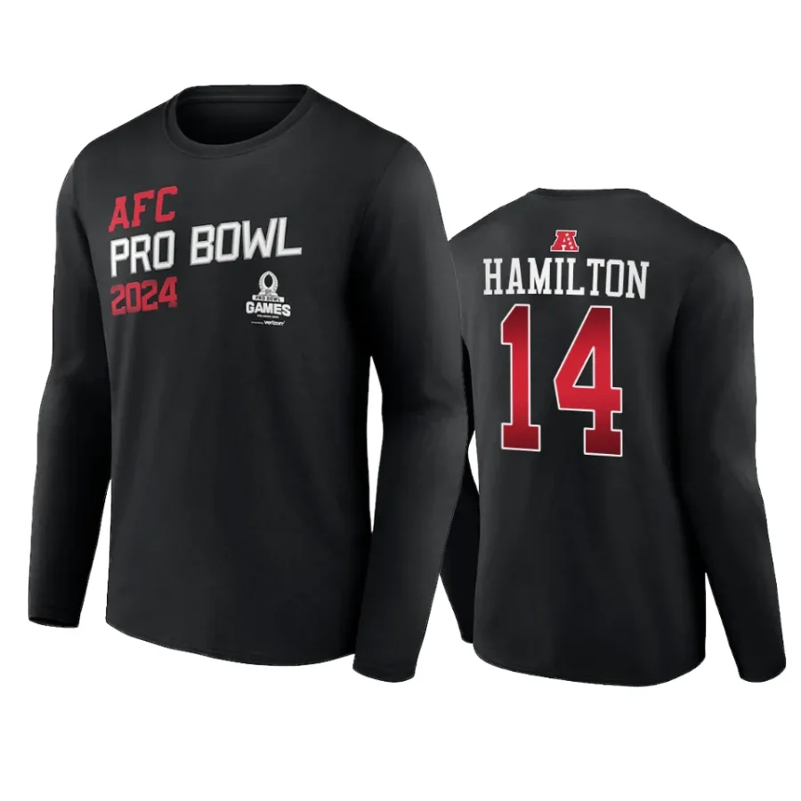 afc kyle hamilton black 2024 nfl pro bowl long sleeve t shirt