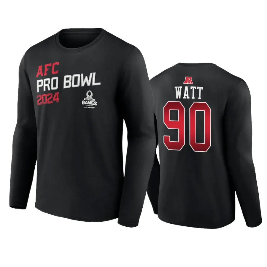afc t.j. watt black 2024 nfl pro bowl long sleeve t shirt