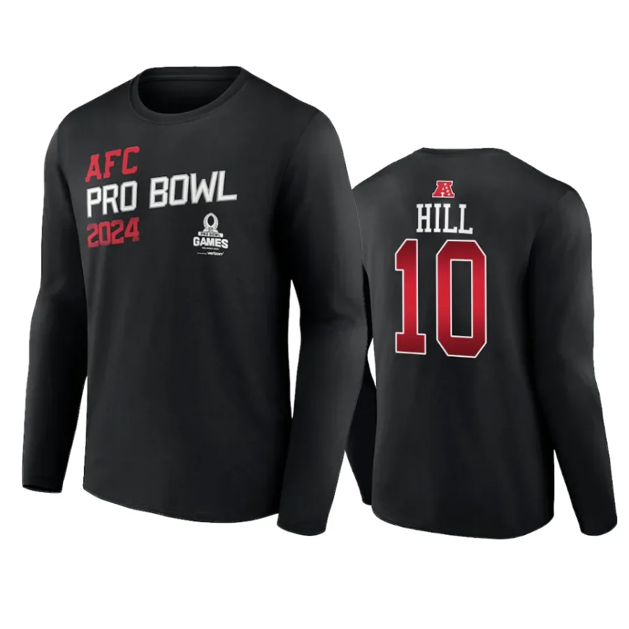 afc tyreek hill black 2024 nfl pro bowl long sleeve t shirt