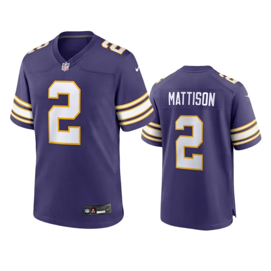 alexander mattison vikings purple classic game jersey