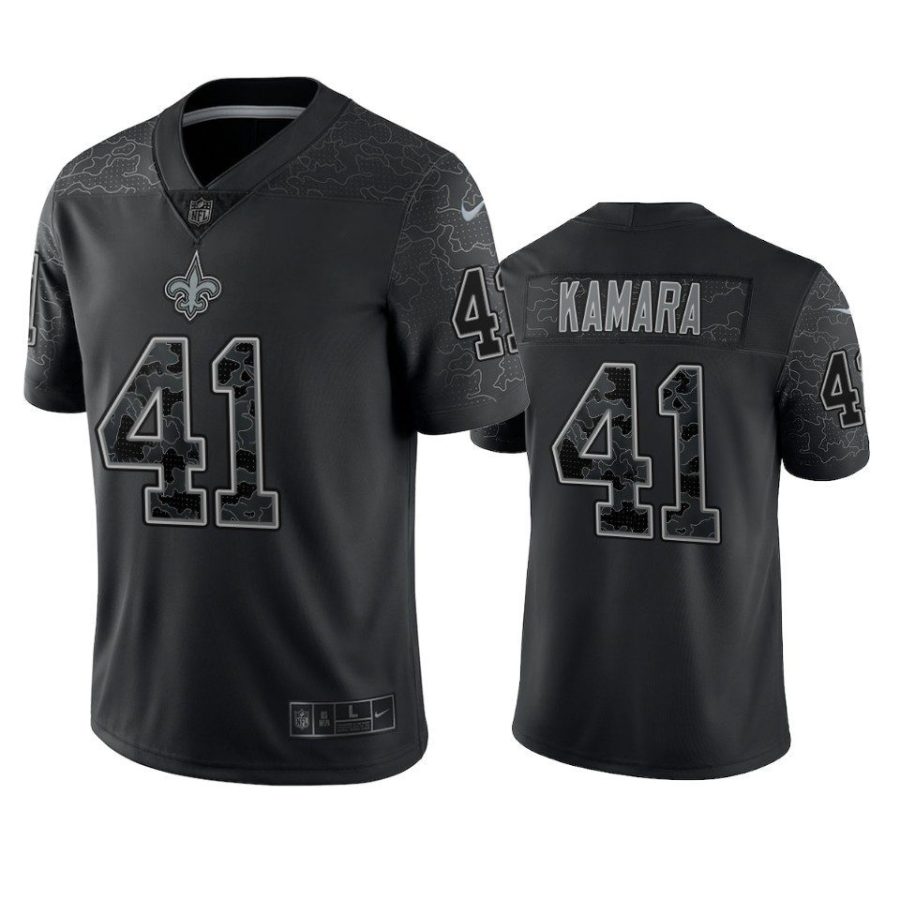 alvin kamara saints black reflective limited jersey