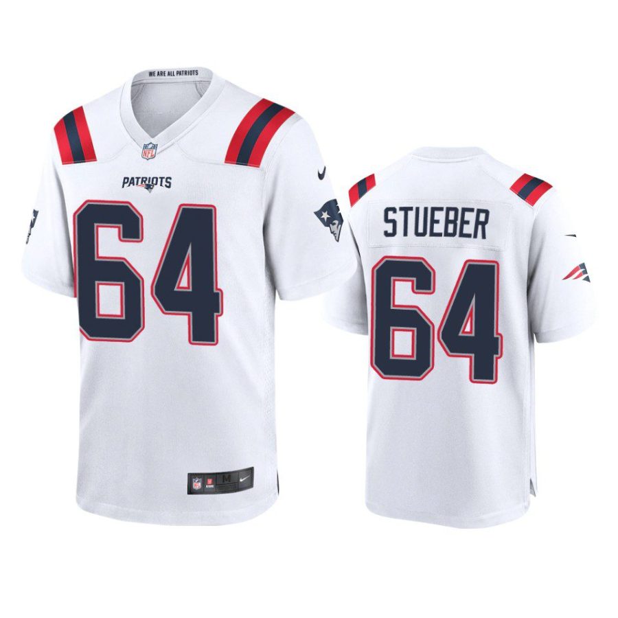 andrew stueber patriots white game jersey