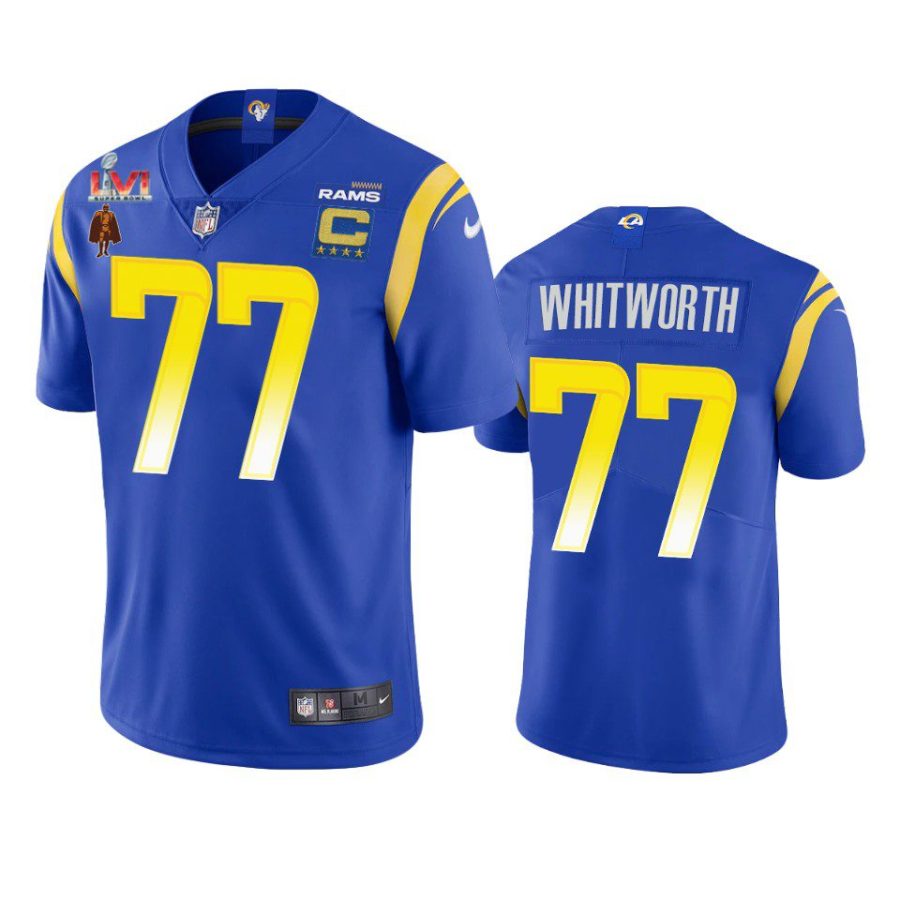 andrew whitworth rams royal 2021 walter payton nfl man of the year award limited jersey