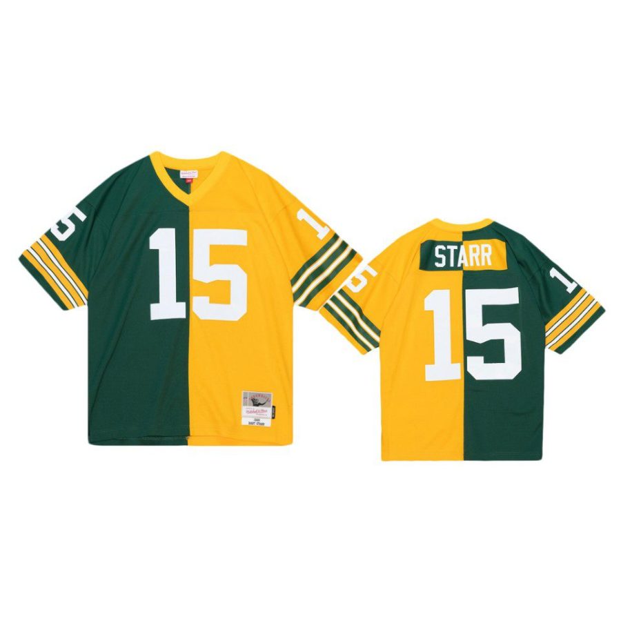 bart starr packers green gold split legacy replica jersey