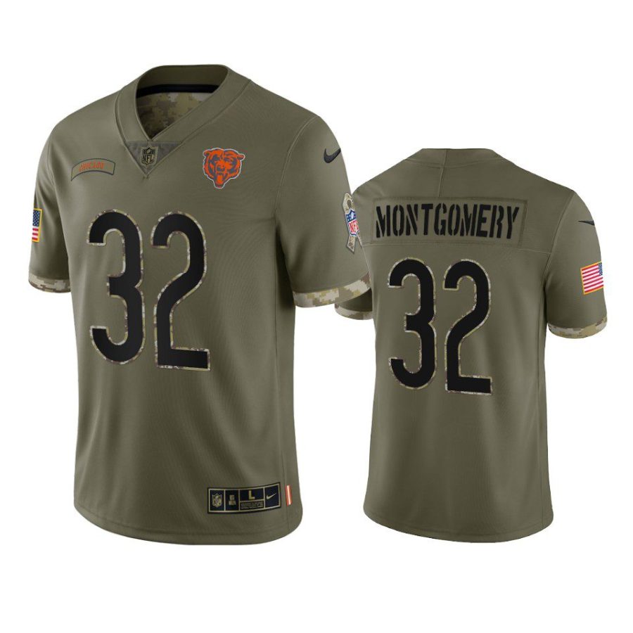 bears david montgomery olive limited 2022 salute to service jersey