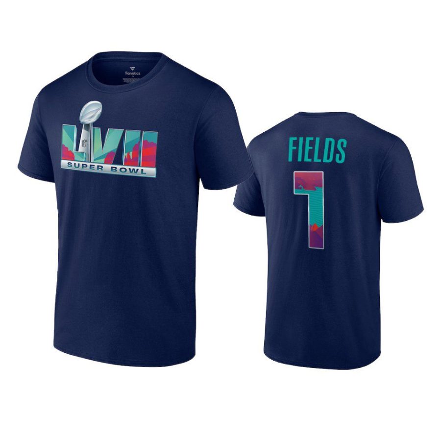 bears justin fields navy super bowl lvii t shirt