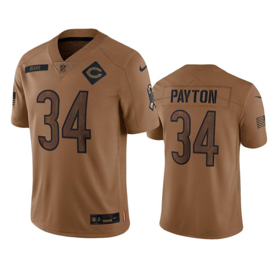 bears walter payton limited 2023 salute to service brown jersey