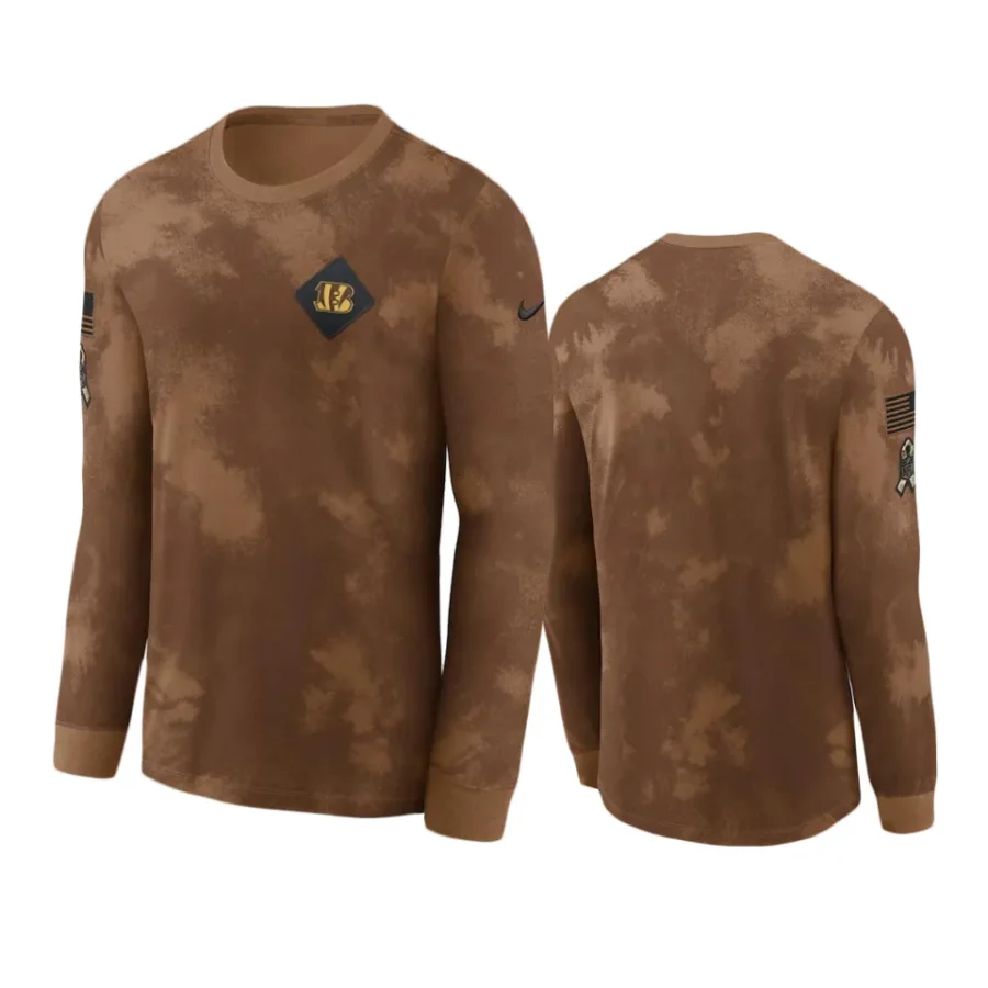 bengals brown 2023 salute to service long sleeve t shirt