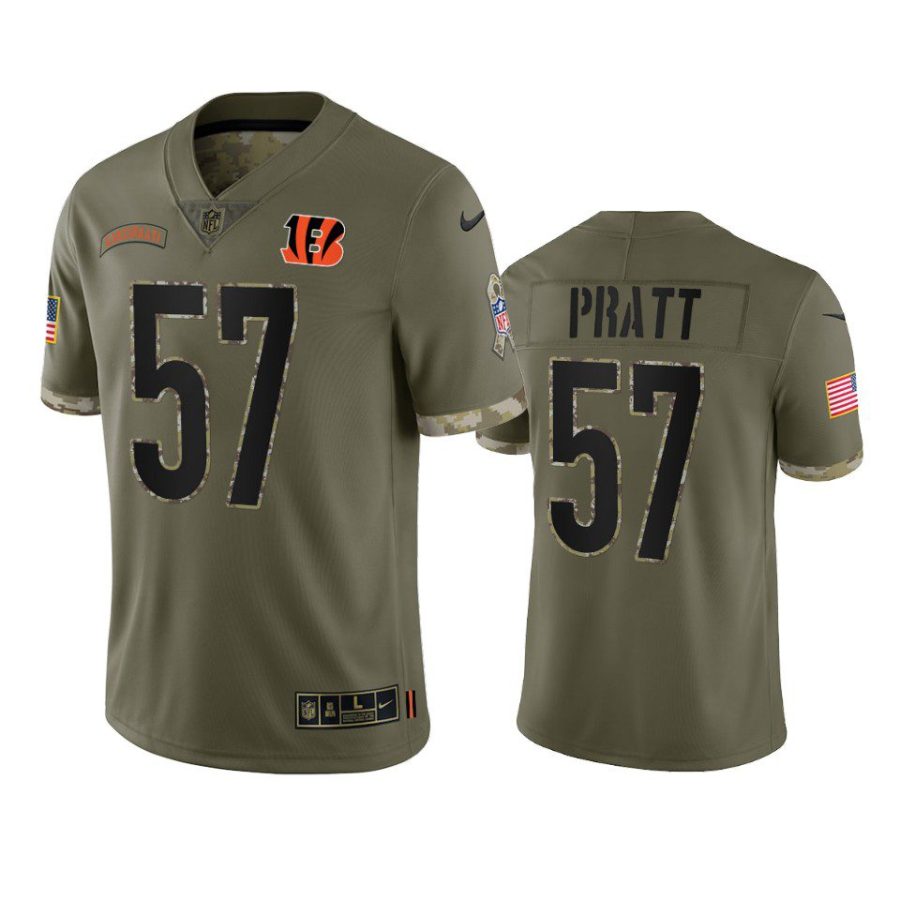 bengals germaine pratt olive limited 2022 salute to service jersey