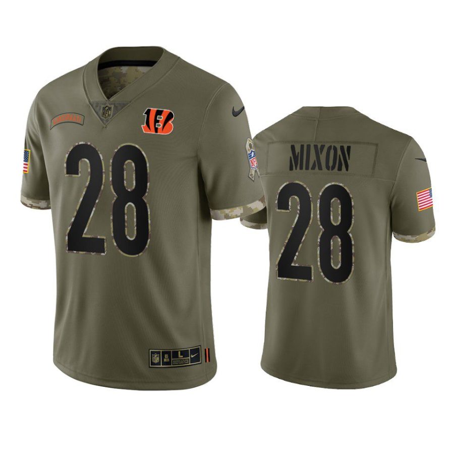 bengals joe mixon olive limited 2022 salute to service jersey