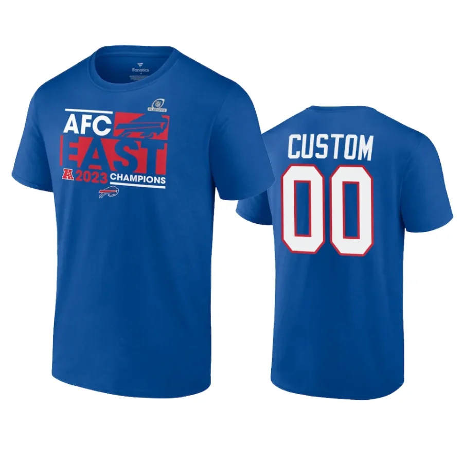 bills custom royal 2023 afc east division champions conquer t shirt