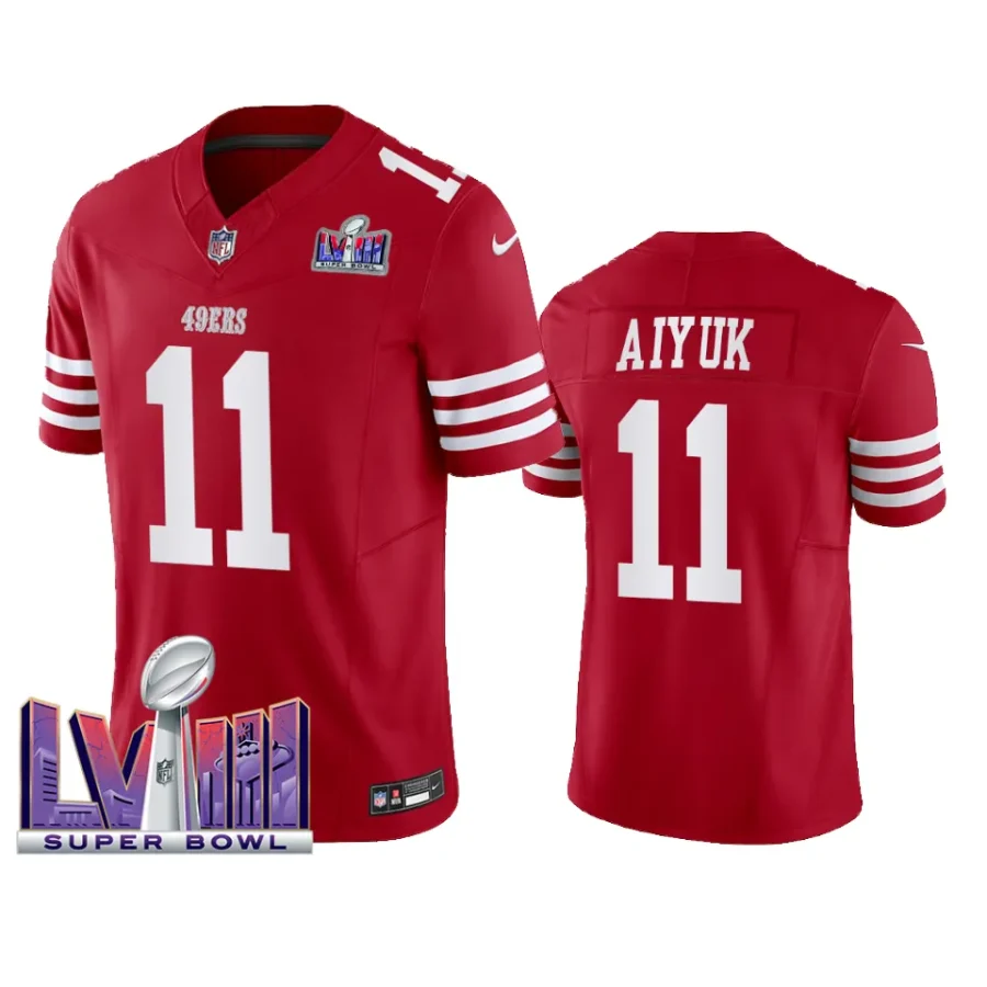 brandon aiyuk 49ers scarlet super bowl lviii vapor fuse jersey