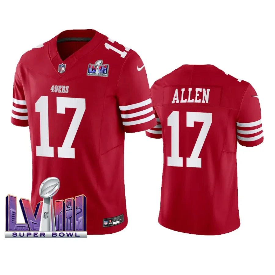 brandon allen 49ers scarlet super bowl lviii vapor fuse jersey