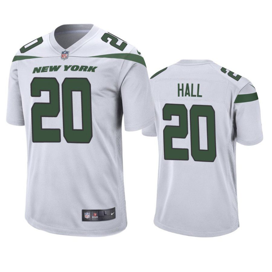 breece hall jets white game jersey