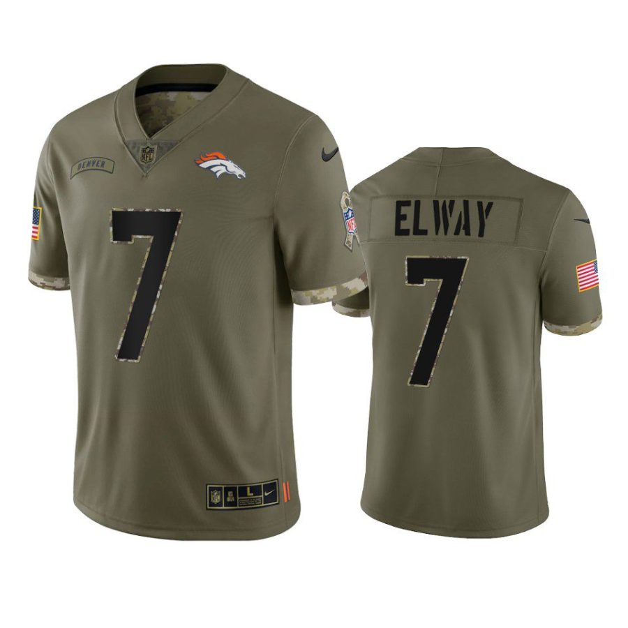 broncos john elway olive limited 2022 salute to service jersey