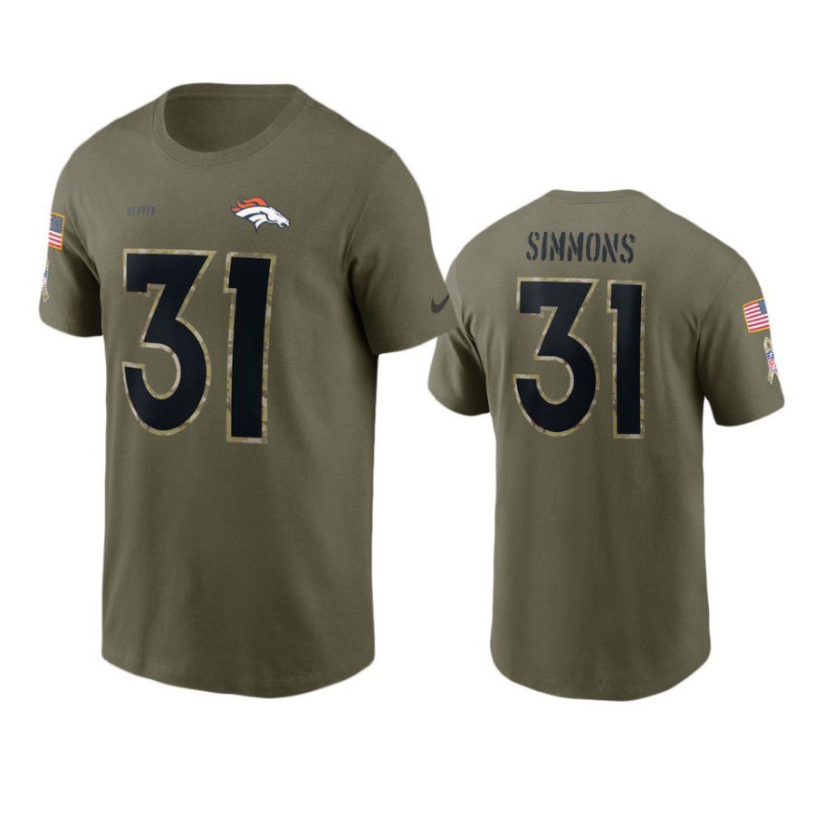 broncos justin simmons olive 2022 salute to service t shirt