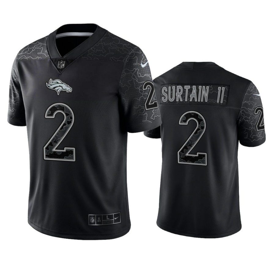 broncos patrick surtain ii black reflective limited jersey