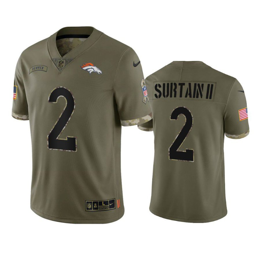 broncos patrick surtain ii olive limited 2022 salute to service jersey