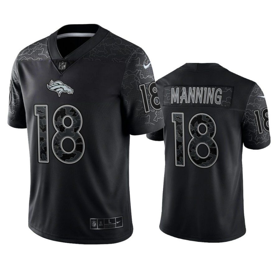 broncos peyton manning black reflective limited jersey