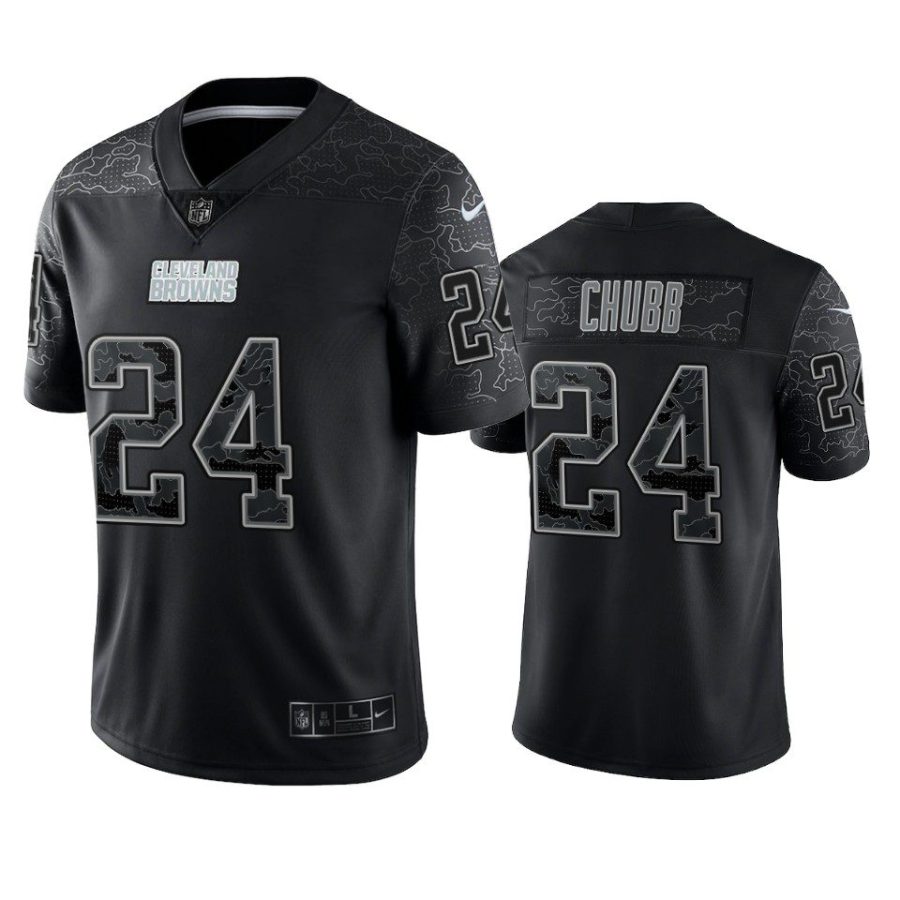 browns nick chubb black reflective limited jersey