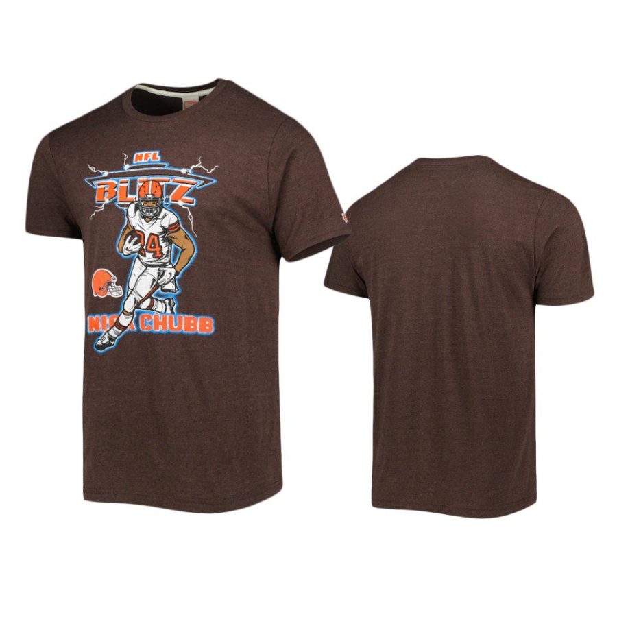 browns nick chubb brown nfl blitz homage t shirt