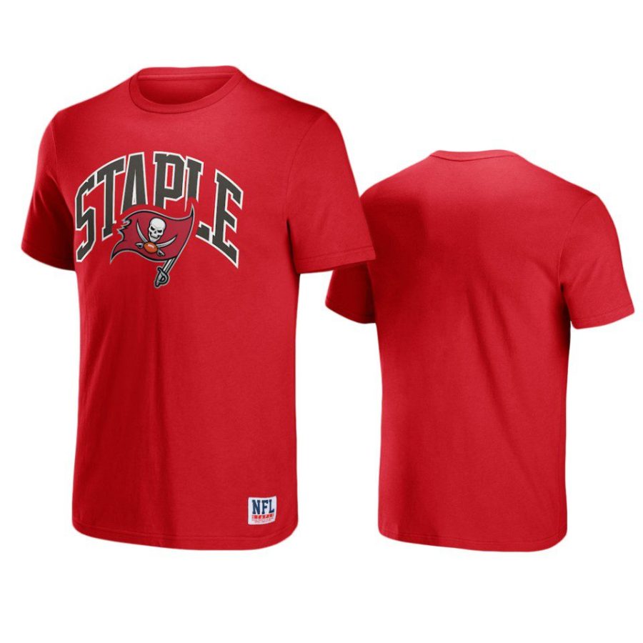 buccaneers red staple logo lockup t shirt