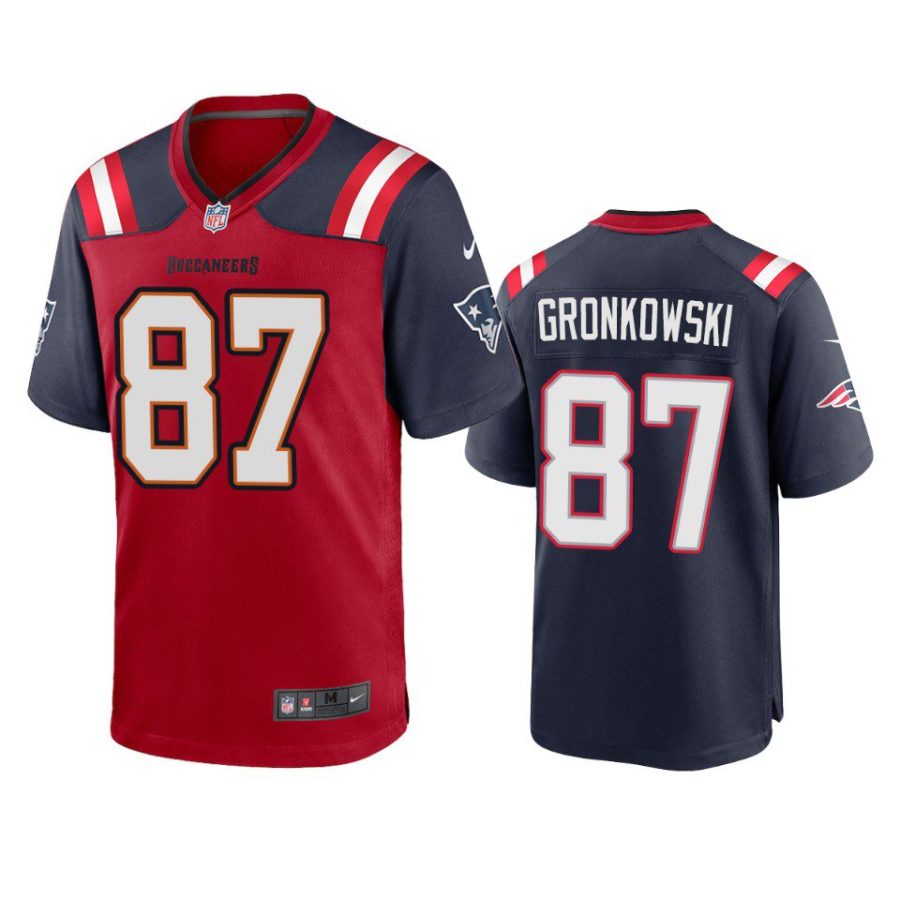 buccaneers rob gronkowski red navy split game jersey