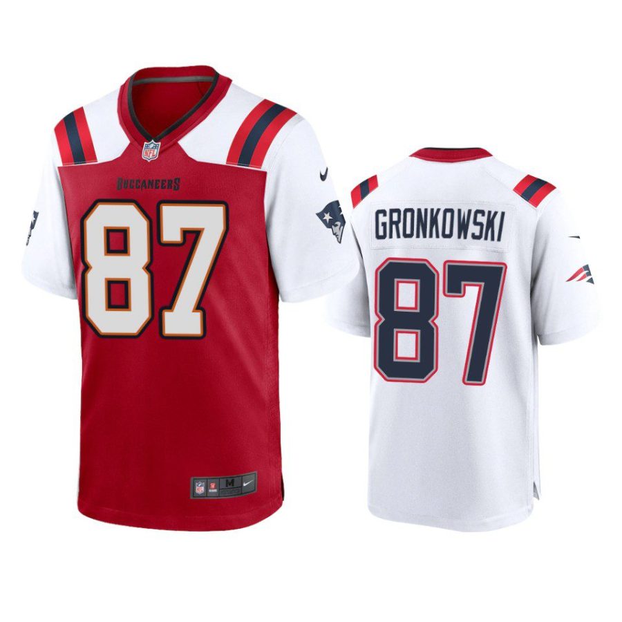 buccaneers rob gronkowski red white split game jersey