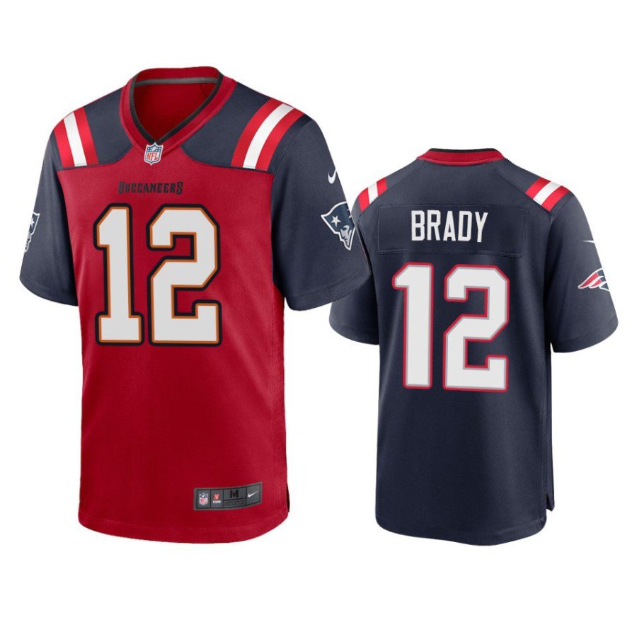 buccaneers tom brady red navy split game jersey