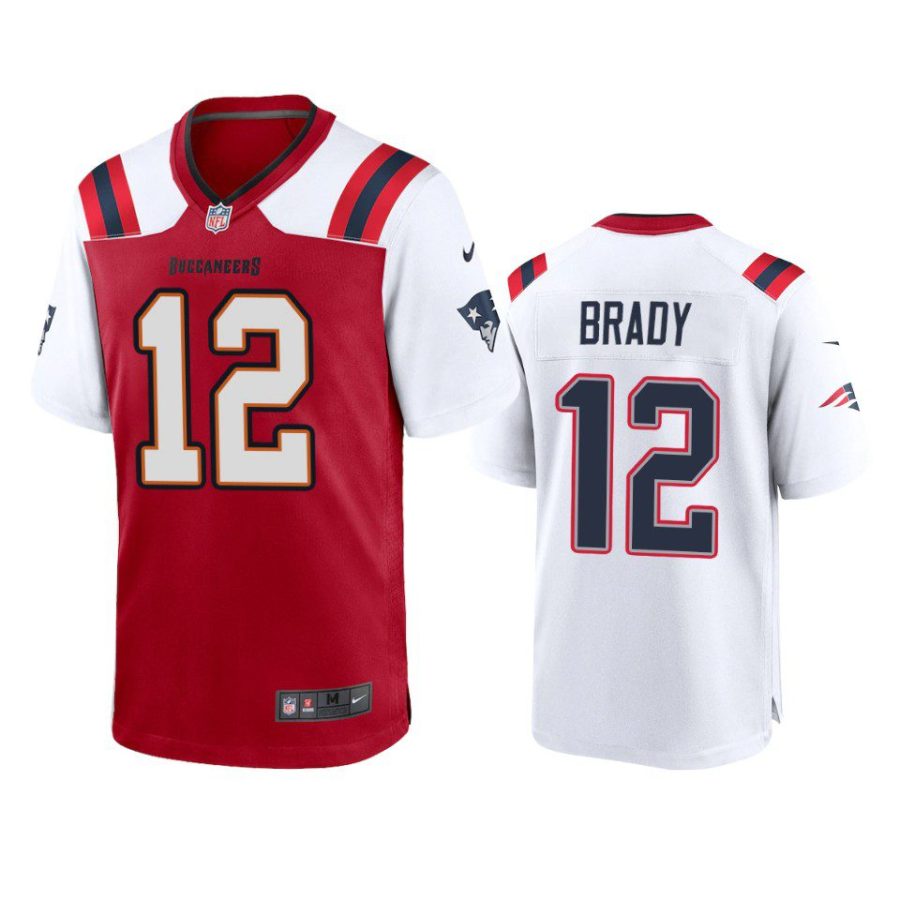 buccaneers tom brady red white split game jersey