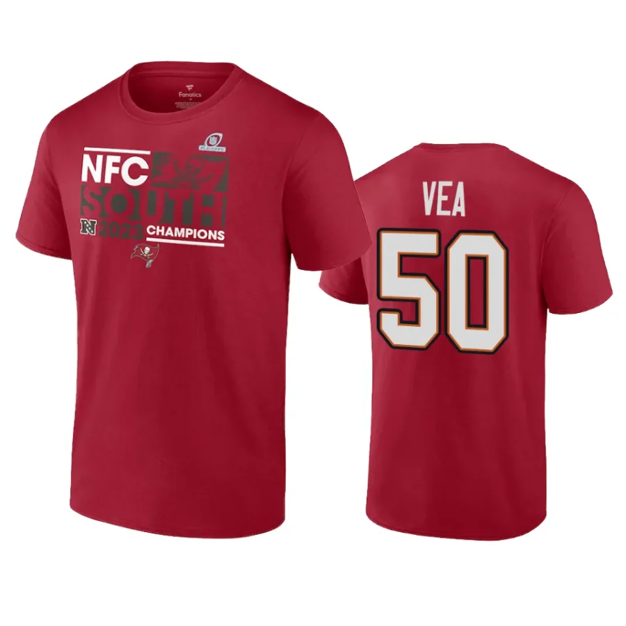 buccaneers vita vea red 2023 nfc south division champions conquer t shirt