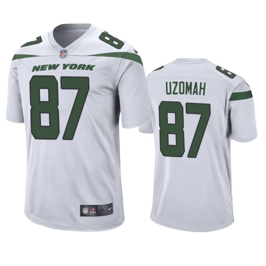 c.j. uzomah jets game white jersey