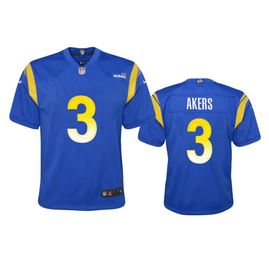 cam akers game youth royal jersey
