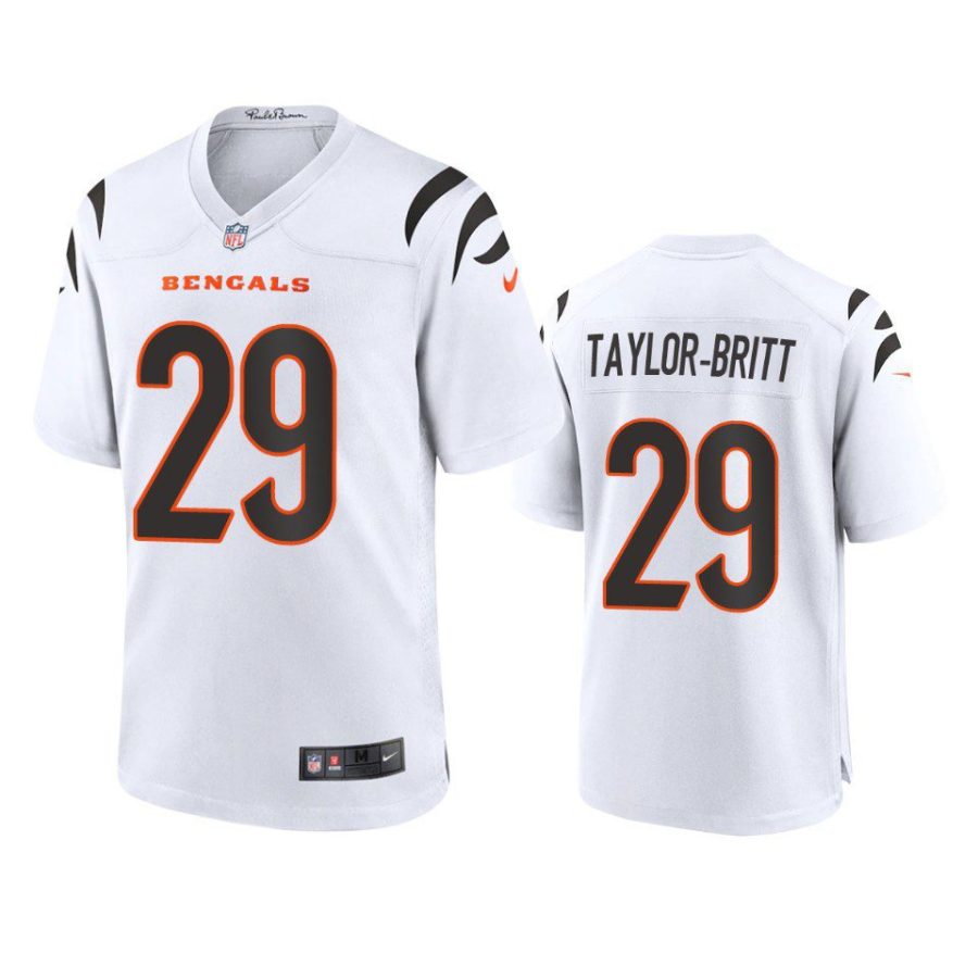 cam taylor britt bengals game white jersey