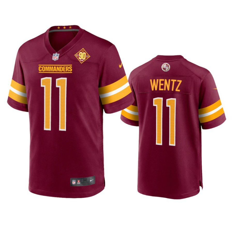 carson wentz commanders burgundy 90th anniversary game jersey