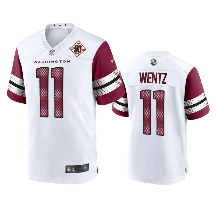 carson wentz commanders white 90th anniversary game jersey